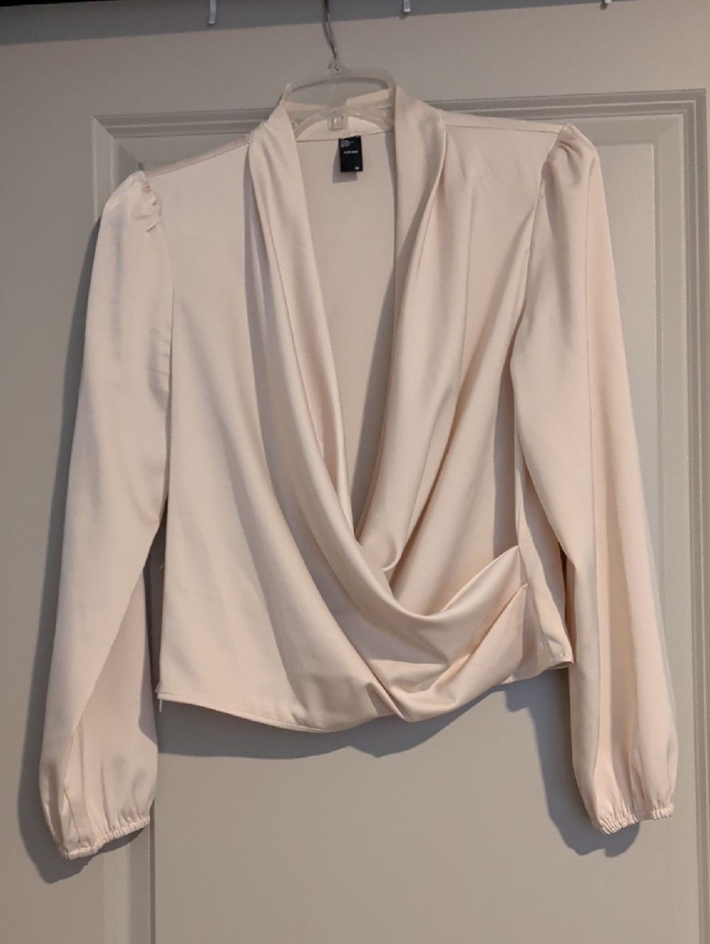 Cider Soft Ivory Draped Wrap Blouse